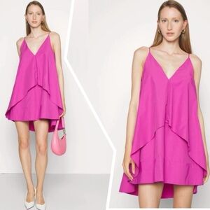 AKNVAS D'orsay Tiered Layered Mini Dress in PINK size 8